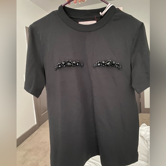 Simone Rocha x HM Beaded Appliquéd T-shirt Cotton Black Limited Edition XS NWT - Picture 9 of 15